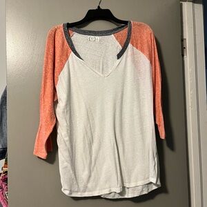 Maurices White and Orange Raglan Sleeve Top